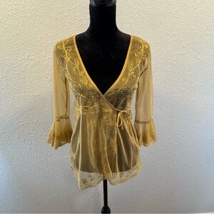 Cool wear Gold Embroidered Wrap Blouse